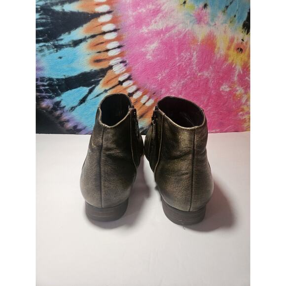 Cole Haan Allen Bootie Zip Ankle Boots Women's 9.5 Black Gold Burnished Metallic - Picture 4 of 10